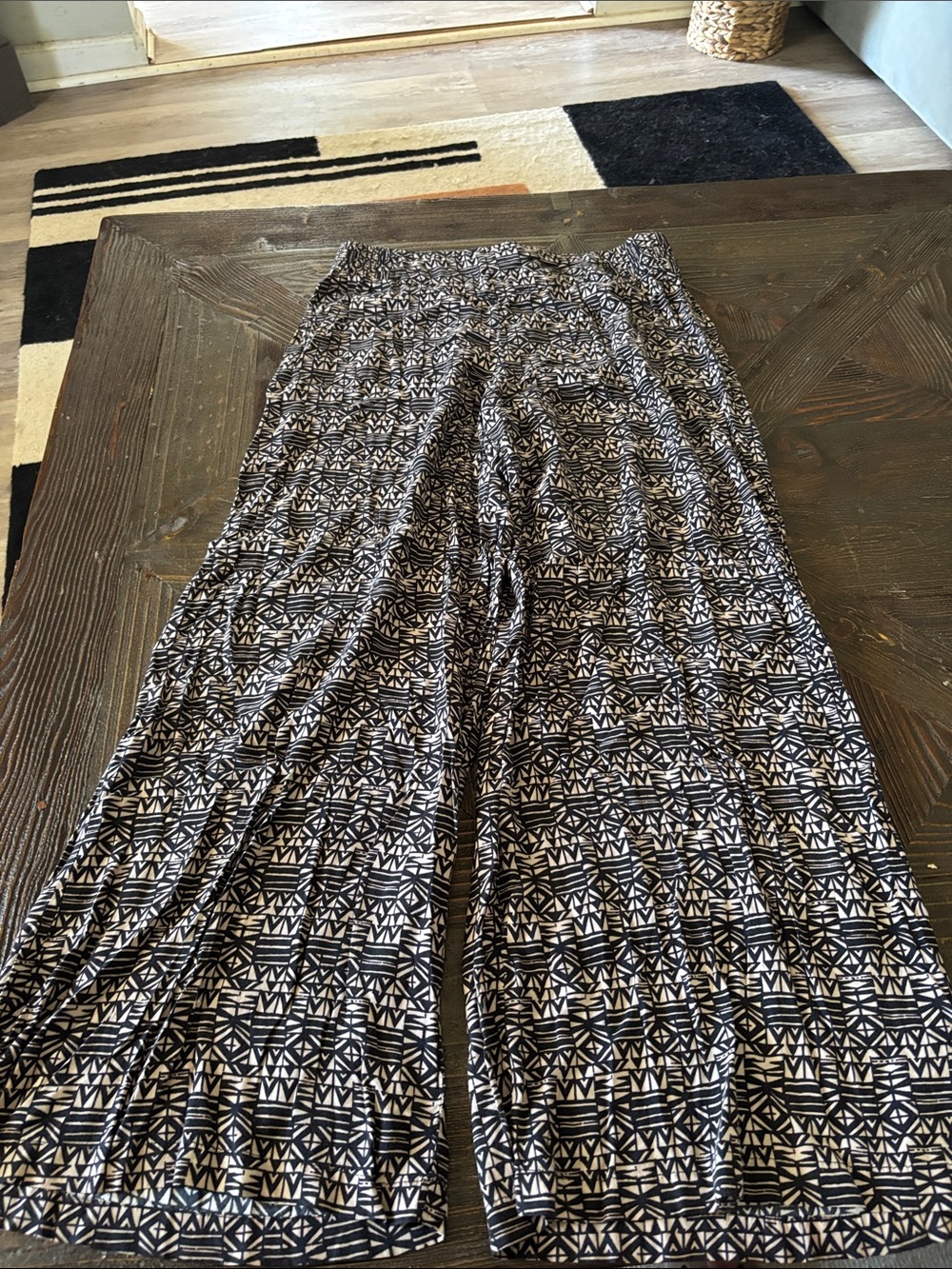 Cato Black & Beige Wide Leg Geometric Print Pants